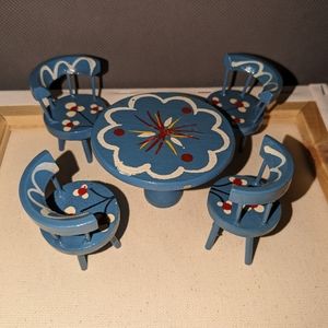 Scandinavian Doll Furniture Dining Table and 4 Chairs Vintage